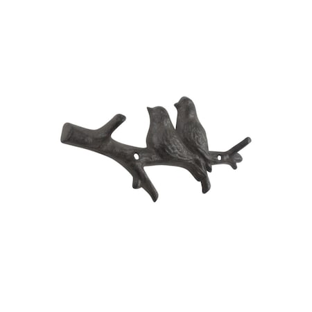 Handcrafted Model Ships 4 x 1 x 8 in. Cast Iron Birds on Branch Decorative Metal Wall Hooks K-9245-cast-iron